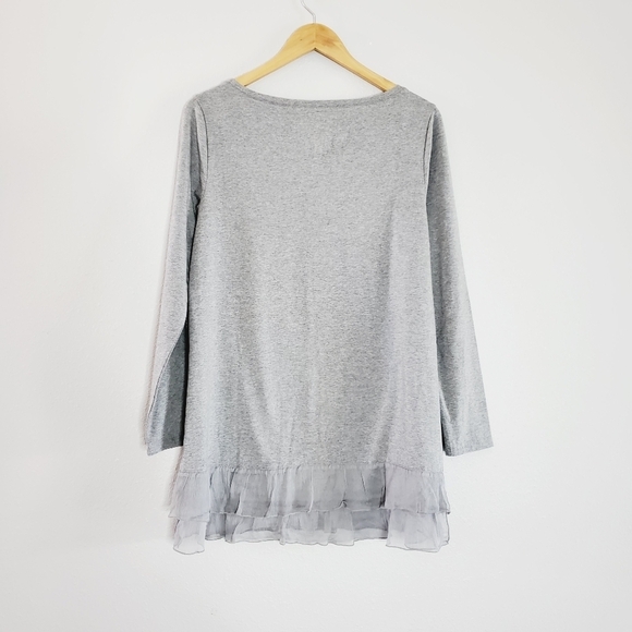 Soft surroundings ruffle hem long sleeve top - Picture 3 of 5